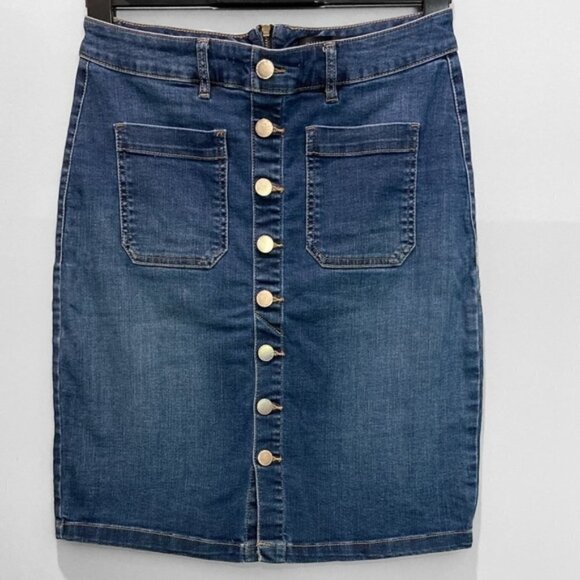 Dynamite Blue Denim Stretch Pencil Skirt Medium - Picture 2 of 9